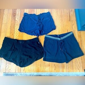 Bundle of 3 Women's Black and Blue Cotton Shorts Loungewear Size M/L